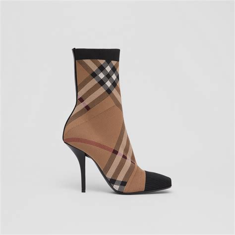 knitted check sock boots burberry